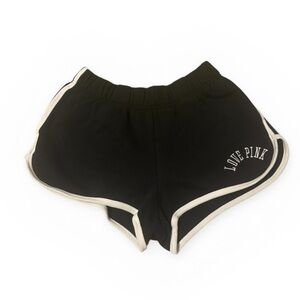 PINK Size L Victoria's Secret Black Contrast-Trim Athletic Lounge Women's Shorts
